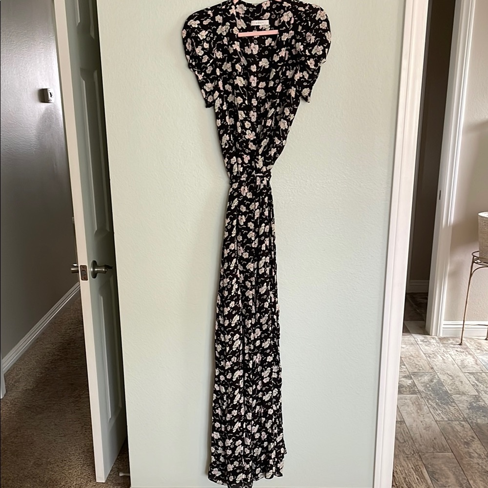 Doen Black and White Wrap Maxi Dress